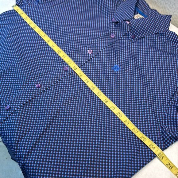Cinch Button Down Shirt Sz Medium Long Sleeve Blue Red Graphic Pattern - Picture 5 of 5
